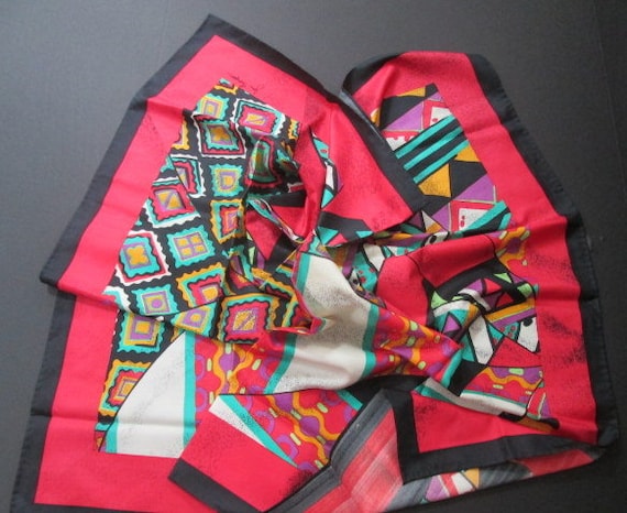 Vintage Jim Thompson Thai Silk Scarf Abstract Red… - image 6