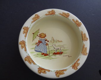Vintage  British T.Lawrence TEDDY WARE Ceramic Nursery Bowl 1940s-1950s,Excellent,unused condition , Shipping Included