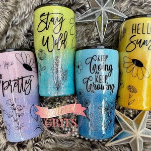 Wildflower Doodle Happy Kind Words Ombré Tumbler