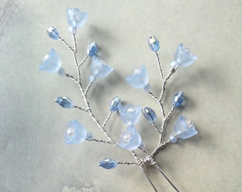 Bluebell flower bridal hair pin, Something blue, Spring Wedding accessory