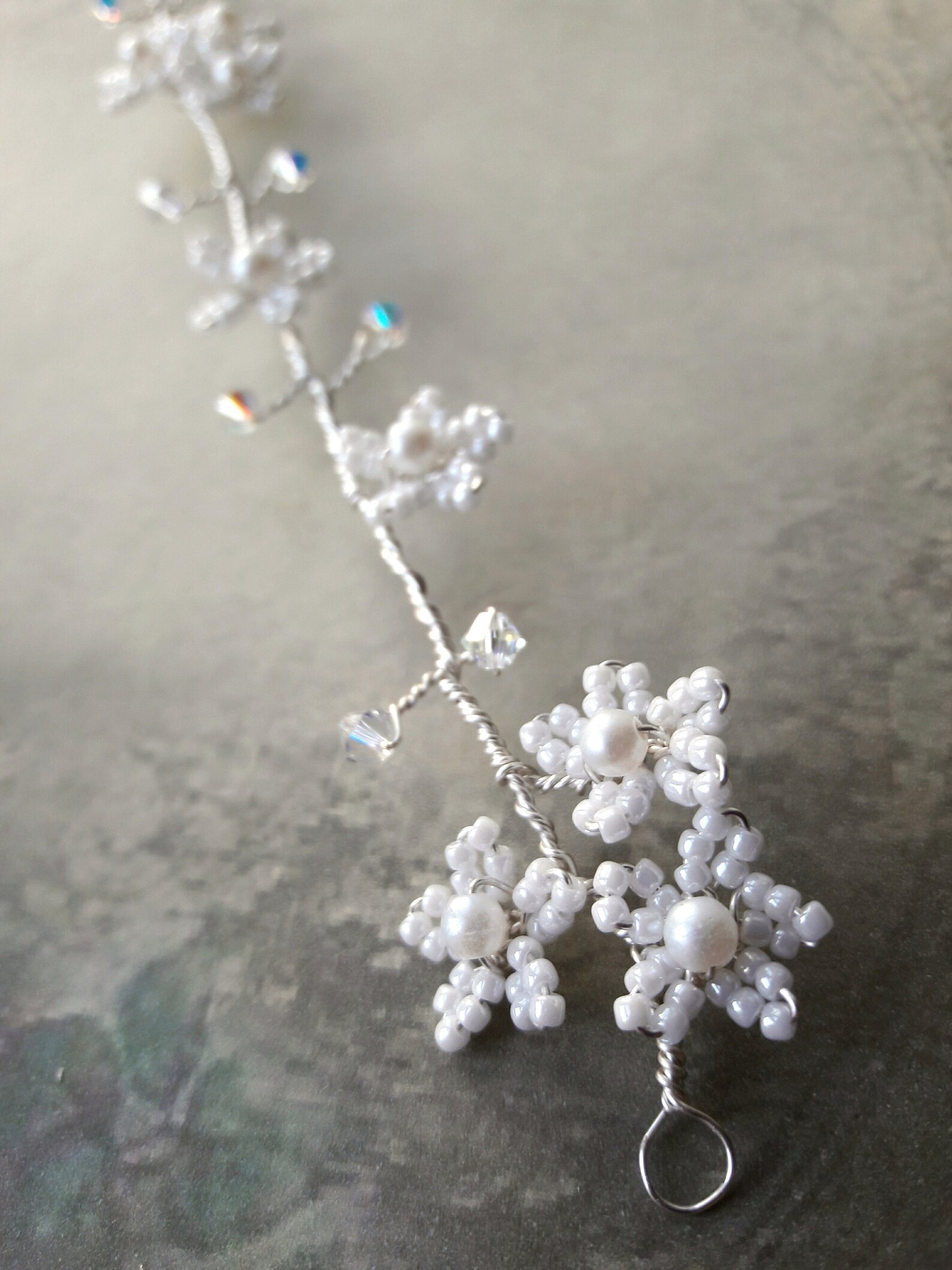 Blush pink blossom wedding hair vine Bridal headpiece Floral Etsy