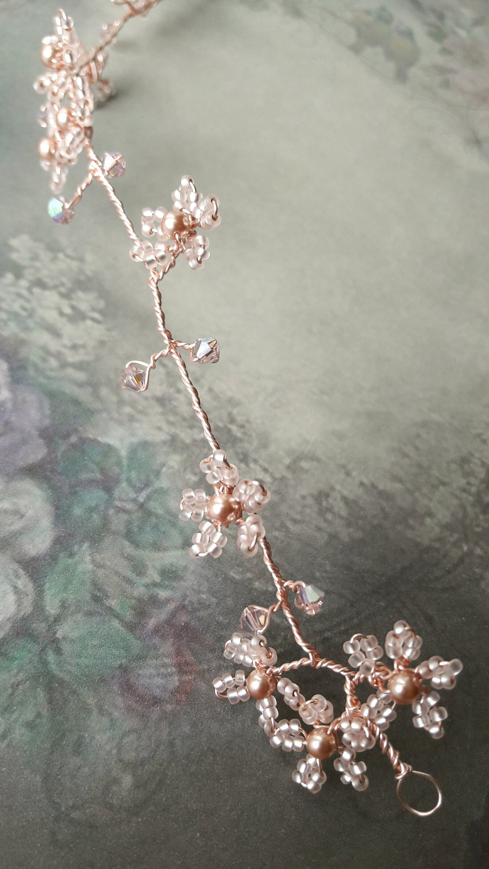 Blush pink blossom wedding hair vine Bridal headpiece Floral Etsy