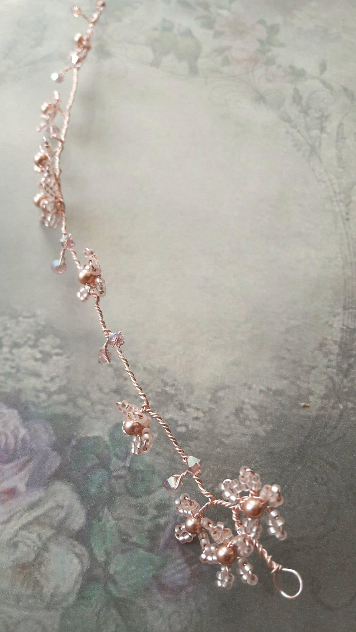 Blush pink blossom wedding hair vine Bridal headpiece Floral Etsy