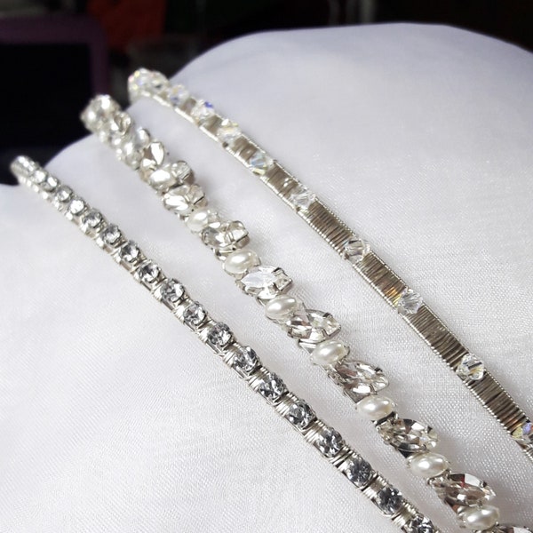 Simple crystal tiara band, bridal headband, rhinestone tiara headdress