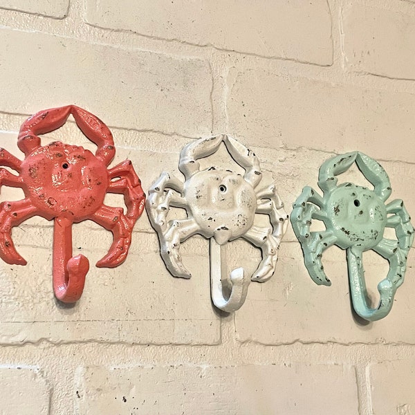 Crab Hook(18 Colors), Wall Hook, Towel Hook, Nautical Beach Hook, Crab Wall Decor