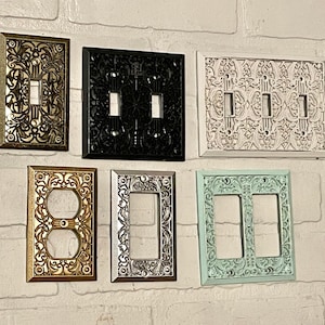 Light Switch Cover 19 Colors/2 Finishes, Switch Plates, Outlet Covers, Antique Brass, Plug Cover, Switchplate image 3