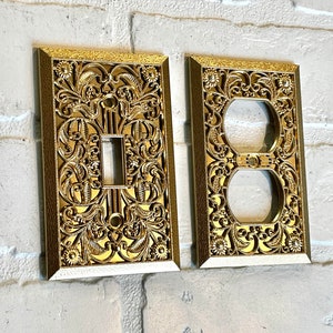 Light Switch Cover 19 Colors/2 Finishes, Switch Plates, Outlet Covers, Antique Brass, Plug Cover, Switchplate Gold