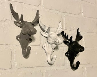 Moose Wall Hook(18 Colors), Moose, Cabin Decor, Coat Hooks, Moose Hook, Towel Hooks