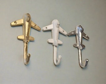 Airplane Hook(18 Colors), Plane Wall Decor, Jet Hook, Kids Coat Hook, Pilot, Flight Attendant Gift, Coat Hook, Hooks for Wall, Towel Hook