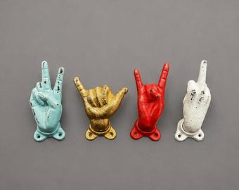 Cast Iron Hand Wall Hook, Gesture Decor