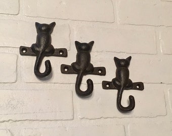 Cat Hook, Cat Wall Hook, Animal Hook, Cats, Towel Hook, Vintage Wall, Key Holder, Cast Iron Wall Hook