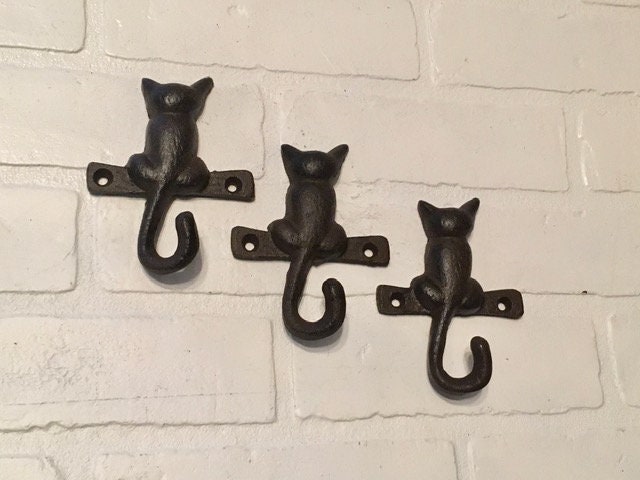 Grumpy Cat Hook Coat/key Hanger Black Metal Wall Mounted Coat