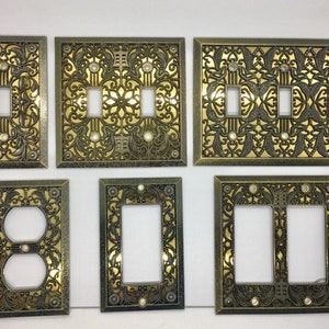 Light Switch Cover 19 Colors/2 Finishes, Switch Plates, Outlet Covers, Antique Brass, Plug Cover, Switchplate Brass w/Gold
