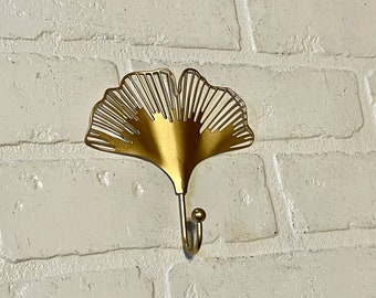 Ginkgo Leaf Metal Wall Hook (19 Colors), Flower wall hook, Gold Ginkgo, Boho Wall Hook, Botanical Wall Hook, Towel Hook