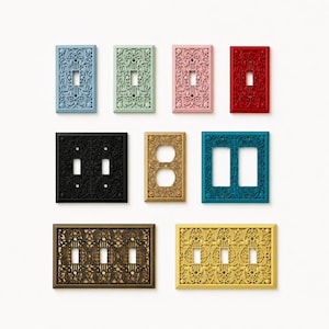 Placas de interruptor ornamentadas com inspiração vintage (19 cores)