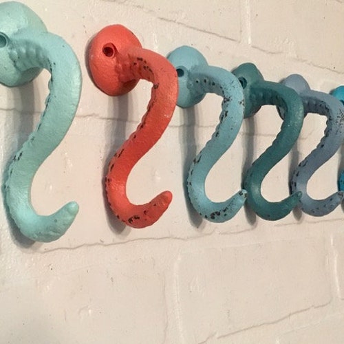 Cast Iron Octopus Tentacle Hook (18 Colors)