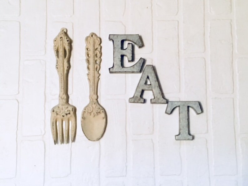 Kitchen wall décor Fork and spoon wall décor Eat sign