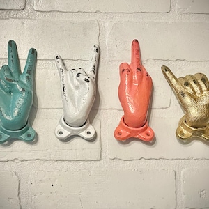 Peace Hook (18 Colors), Hang Ten Hook, Middle Finger Hook, Shaka Hook, Rock On Hook, Surfer Decor, Rockstar, Rocker, Music Decor