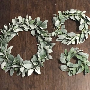 Lambs Ear Wreath, Mini Wreath, Candle Ring, Farmhouse Wreath, Mini Wreath Farmhouse, Mini Lamb Ear Wreath, Wreath, Wreaths, Wedding Wreath