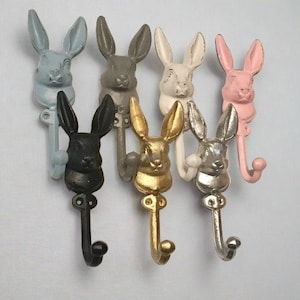 Rabbit Wall Hook(19 Colors), Bunny Hook, Animal Hook, Coat Hook, Towel Hook, Towel Holder,  Gold Rabbit, Clothing Hooks