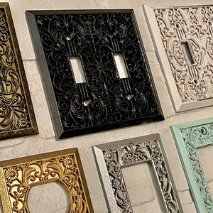Light Switch Cover 19 Colors/2 Finishes, Switch Plates, Outlet Covers, Antique Brass, Plug Cover, Switchplate image 2