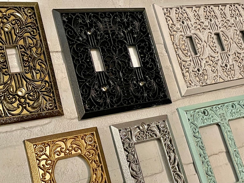 Light Switch Cover 19 Colors/2 Finishes, Switch Plates, Outlet Covers, Antique Brass, Plug Cover, Switchplate image 2