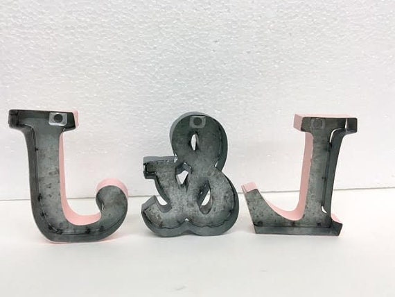  Rustic Galvanized Metal Letters - Farmhouse Style Wall Sign -  Industrial Tin Decor for Home or Outdoor (3 Rusty Metal Letters) (A) :  Handmade Products