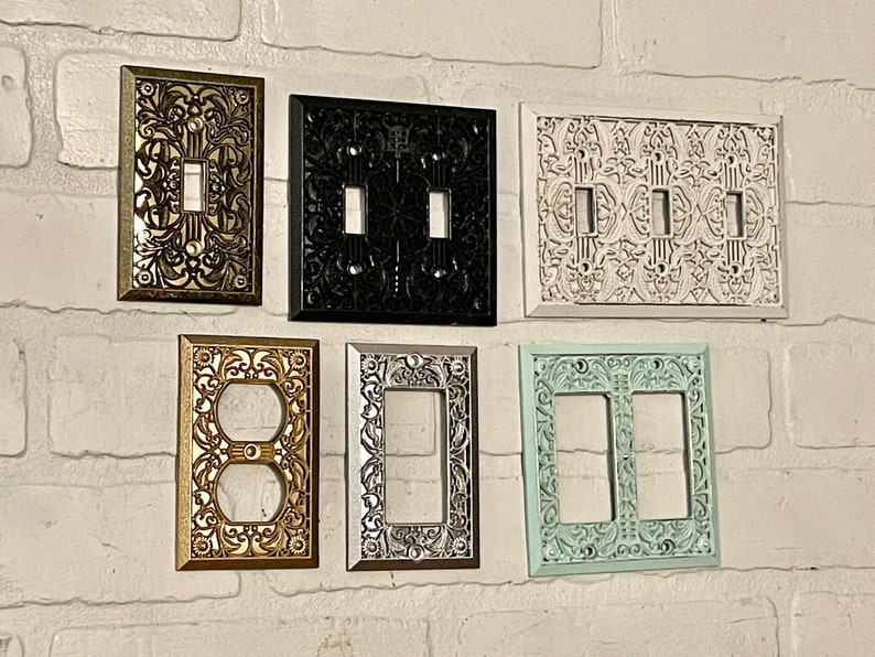 Light Switch Cover 19 Colors/2 Finishes, Switch Plates, Outlet Covers, Antique Brass, Plug Cover, Switchplate image 3