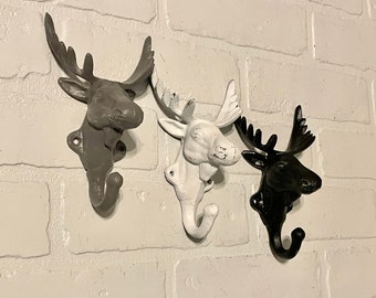 Cast Iron Moose Wall Hook (19 Colors)