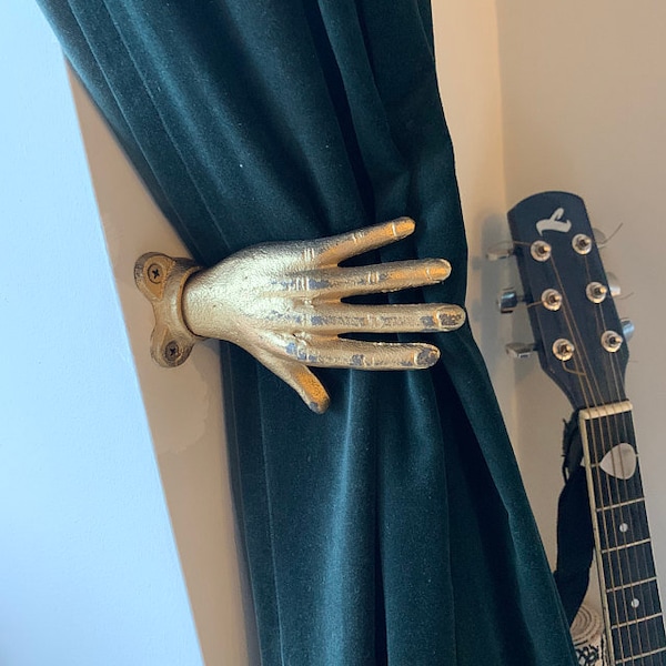 Gancho de pared y alzapaños de cortina de hierro fundido para mano izquierda (19 colores)