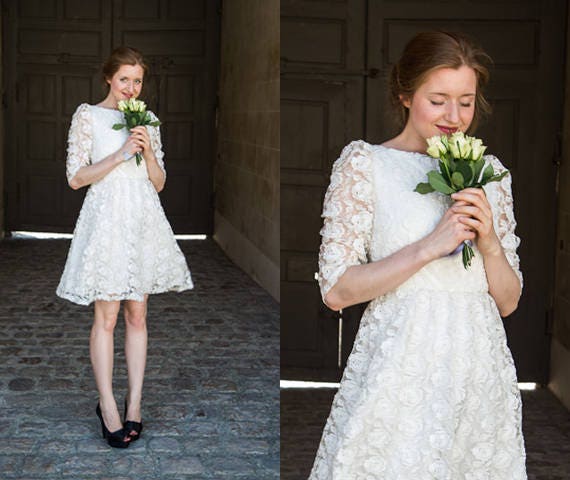 Short Wedding Dress Lace Wedding Dress With Sleeves Long