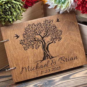 Personalized Guest Book Wedding Family Tree, Wooden Guest Book Wedding Decor, Tree of Life Guest Book, Wedding Guest Book Wedding Decor image 1
