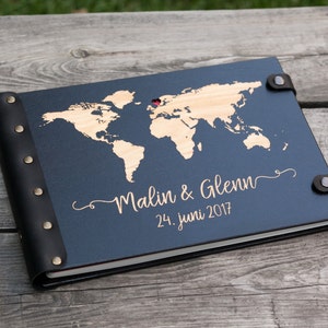 Fotoalbum Weltkarte Hochzeitsalbum Reisefotoalbum Holzalbum Sammelalbum Reisetagebuch
