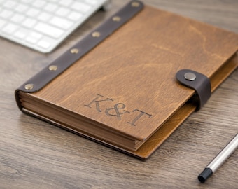Wooden Notebook, Leather Sketchbook, Notebook, Travel Journal, Leather Journal, Personalized Journal, Pocket Notebook, Blank Notebook