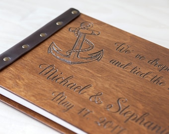 Anchor Guest Book, Nautical Guest Book, Wedding Guest Book, Wooden Guest Book Destination Wedding, Beach Wedding Decor Nautical Decor