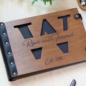 Personalized Monogram Photo Album, Engraved Couples Photo Album for Wedding or Anniversary, Custom Monogram Album, Wooden Photo Album