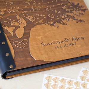 Tree Photo Album, Wooden Wedding Photo Album Love Tree Design, Family Tree Album Personalized Scrapbook, Wedding Tree Photo Album