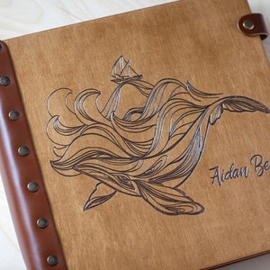 Álbum de fotos náutico personalizado, libro de aventuras para recuerdos de viajes por mar, álbum de fotos de madera, libro de luna de miel, regalo perfecto de aniversario.