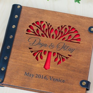 Personalized Wedding Photo Album, Custom Love Story Album Gift for Anniversary, Family Photo Album with Heart for Valentines Day Gift