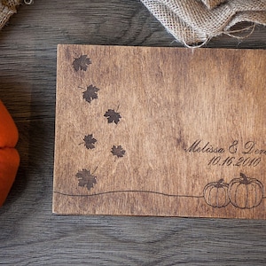 Pumkin Wedding Guest Book For Halloween Wedding, Fall Wedding Guest Book, Autumn Guest Book, Wooden Guest Book For Wedding, Pumkin Scrapbook