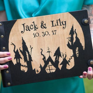 Wedding Guest Book Gothic Wedding Decor, Halloween Wedding Favors Custom Wedding Album, Goth Wedding Guestbook Alternative Wedding Decor image 3