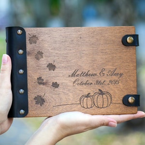 Goth Wedding Guest Book, Pumpkin Guestbook, Wooden Guestbook Fall Wedding Decor, Gothic Guest Book Wedding Gift, Rustic Guest Book