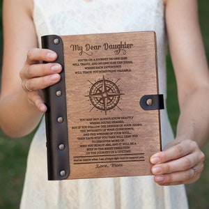 Cuaderno personalizado para hija, bloc de notas de madera grabado, diario personalizado para mi hija, regalo de mamá.