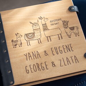 Personalized Family Photo Album, Wooden Photo Book Adventure Awaits, Large Scrapbook to Capture Memories