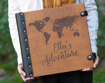 Our Adventure Book, Photo Album Personalized Gift for Mom, Photo Book Adventure Awaits Mothers Day Gift, Wooden Photo Album Gift for Her