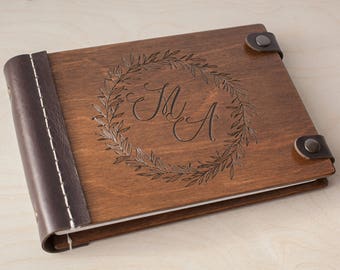 Custom Wedding Guest Book, Personalized Wooden Scrapbook for Wedding Moments, Rustic Guest Book with Engraving, Guestbook Wedding Gift
