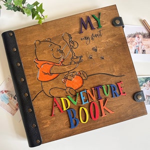 Álbum de fotos para bebé, álbum de madera hecho a mano para capturar las aventuras y los hitos del bebé, mi primer libro de aventuras, libro de recuerdos para bebé