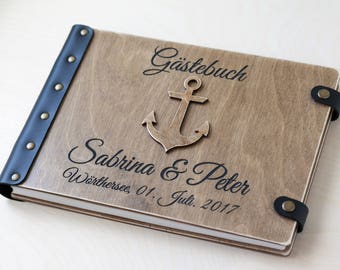 Anchor Guest Book, Wedding Album Nautical Wedding Custom Guest Book, Marine Guestbook, Wooden Guest Book, Guest Book, Wedding Guest Book