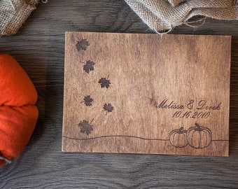 Pumkin Wedding Guest Book For Halloween Wedding, Fall Wedding Guest Book, Autumn Guest Book, Wooden Guest Book For Wedding, Pumkin Scrapbook