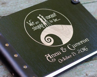 Wood Wedding Guest Book Halloween Party Decor, Custom Gothic Guest Book, Book of Shadows, Till Death Do Us Part Guestbook